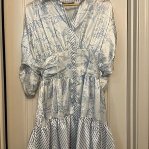 Petal & Pup Blue and White Striped Dress